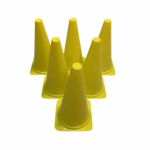 6 st sport- och markeringskoner i gult – 30 cm